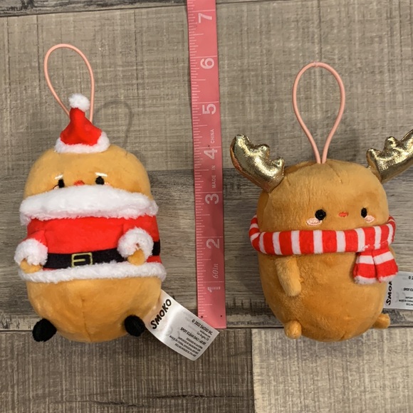 Smoko Tayto Potato plush reindeer and Santa Christmas ornament set of 2 - Picture 4 of 4